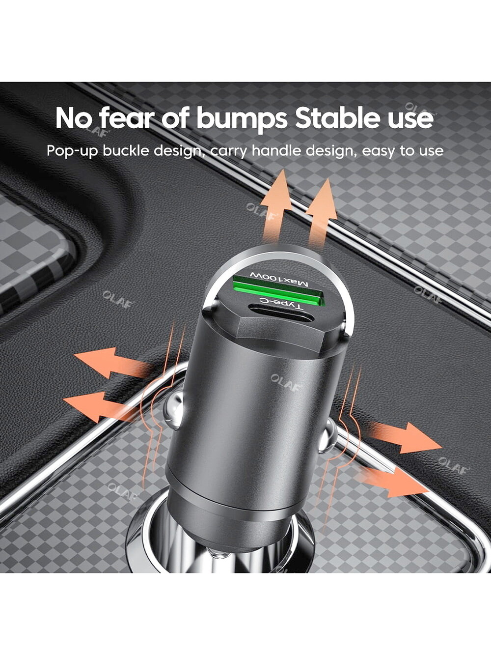 100W USB Car Charger Mini Fast Charging Dual Ports Phone Charger Type C QC3.0...
